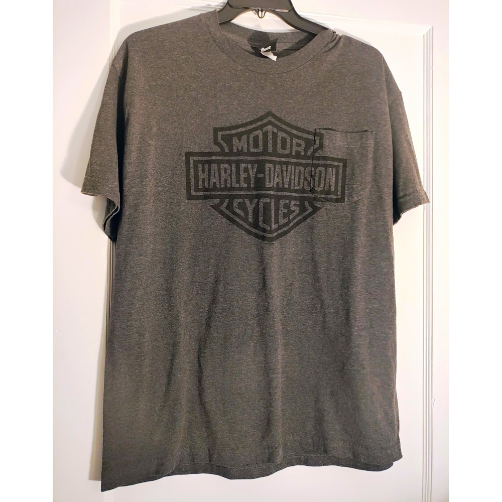 Harley Davidson McGrath Dubuque Iowa Men's XL Gray Pocket Graphic T Shirt